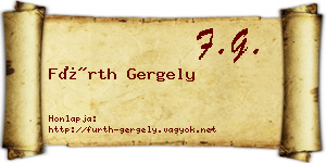 Fürth Gergely névjegykártya